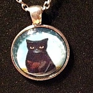 Black Cat Cabochon Necklace